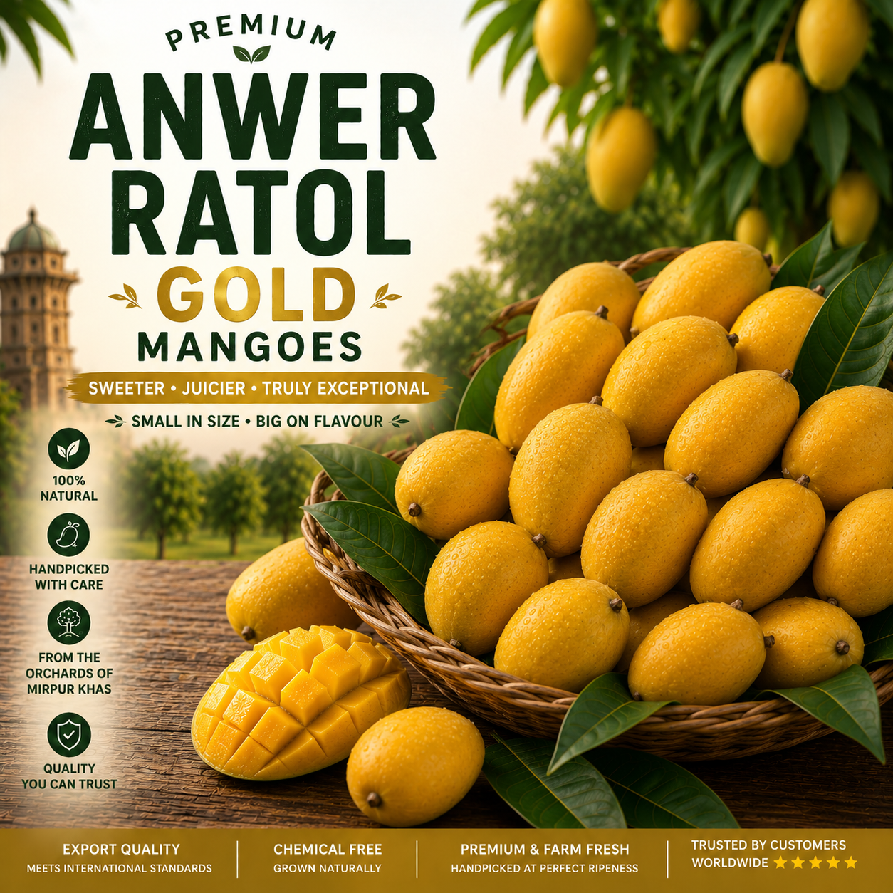 Premium Export Quality Multani Anwar Ratol Gold Mangoes